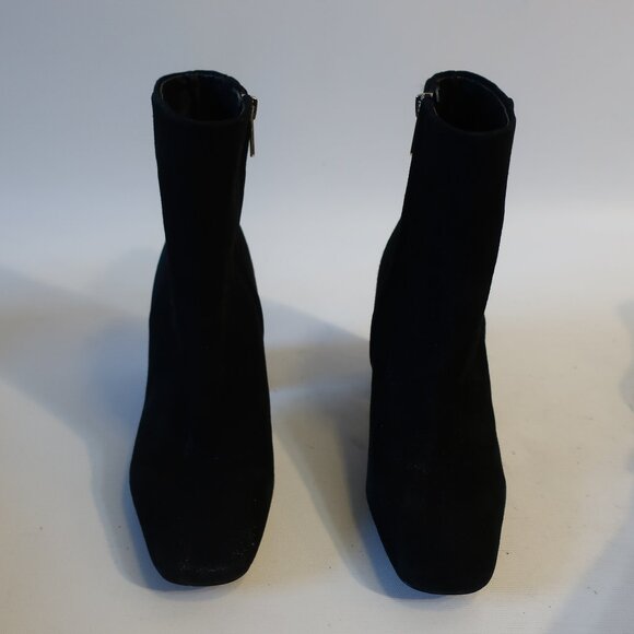 Womens Sam Edelman Fawn Black Suede Ankle Zip Block Heel Booties 7 - Picture 3 of 10